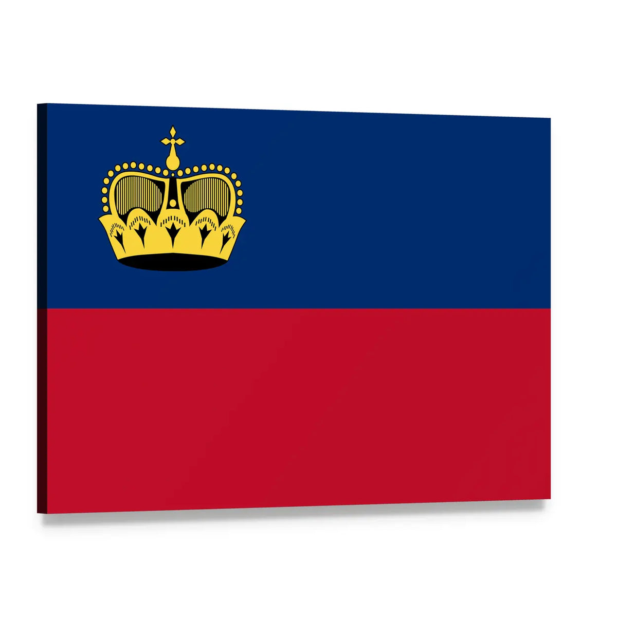 Liechtenstein Flag with Golden Crown Canvas Wall Art, single panel gallery wrapped canvas, angled product view