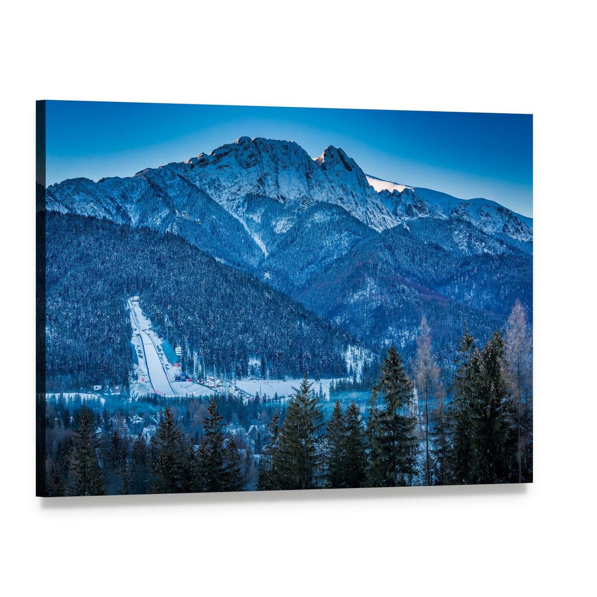 Giewont Peak in Winter Canvas Wall Art, single panel gallery wrapped canvas, angled product view