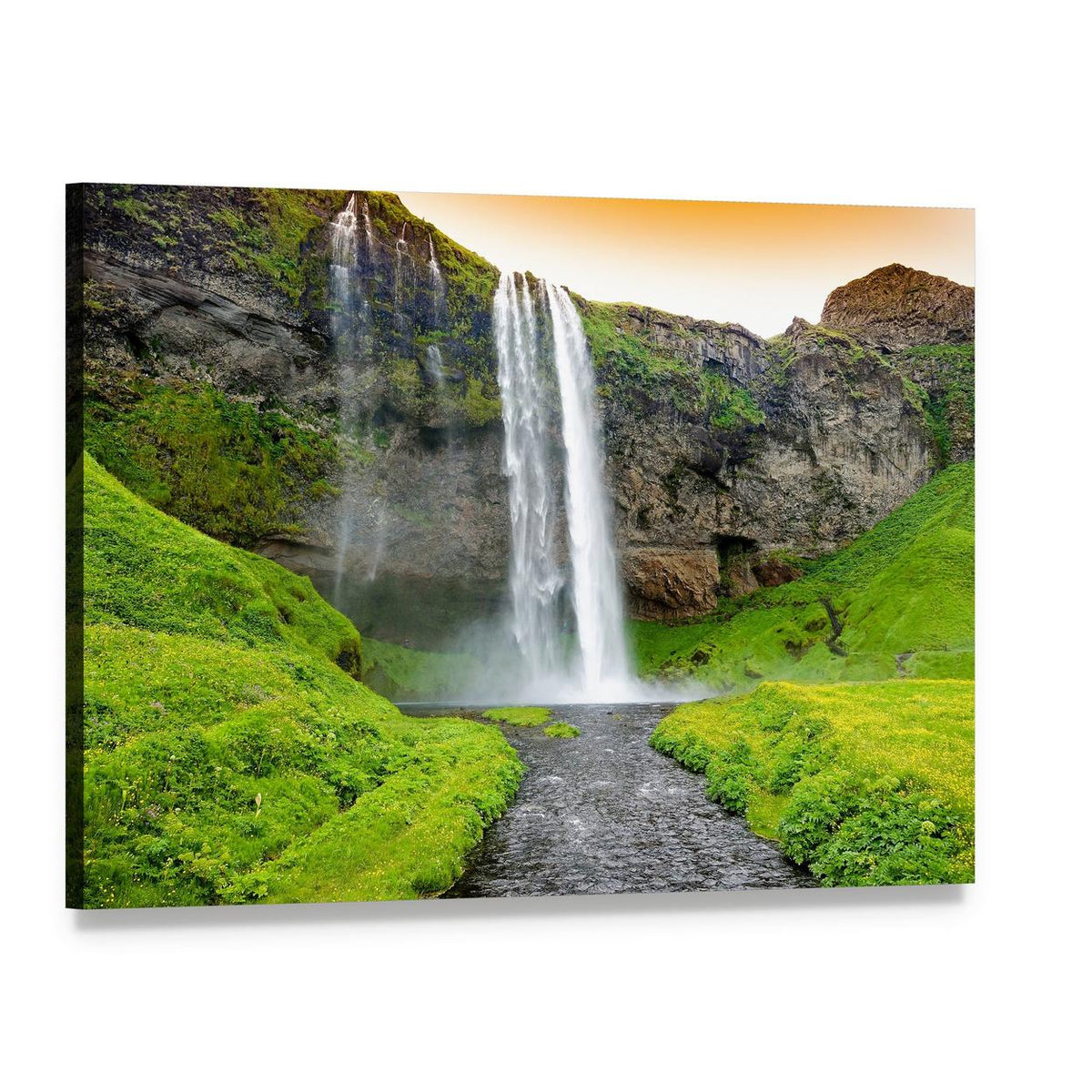 Seljandsfoss Waterfall in Iceland Canvas Wall Art, single panel gallery wrapped canvas, angled product view