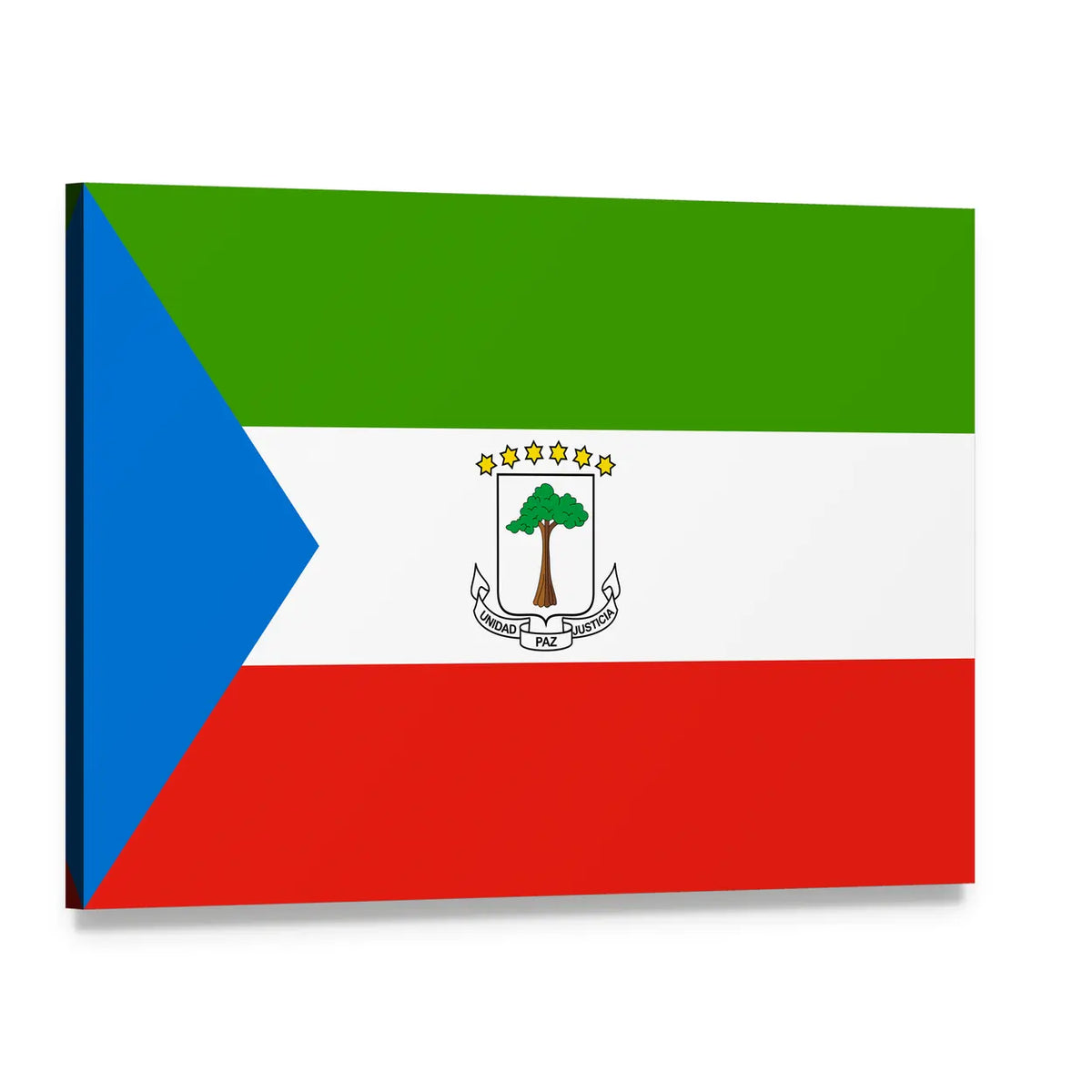 Equatorial Guinea National Flag Canvas Wall Art, single panel gallery wrapped canvas, angled product view