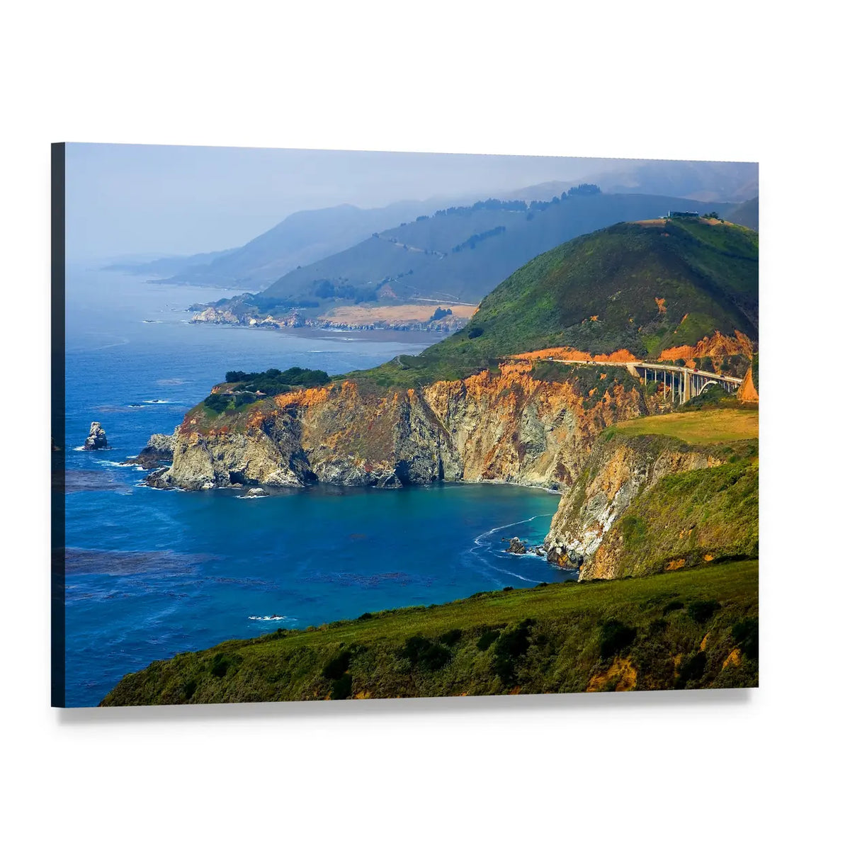 Big Sur Coast and Bixby Creek Bridge Canvas Wall Art, single panel gallery wrapped canvas, angled product view