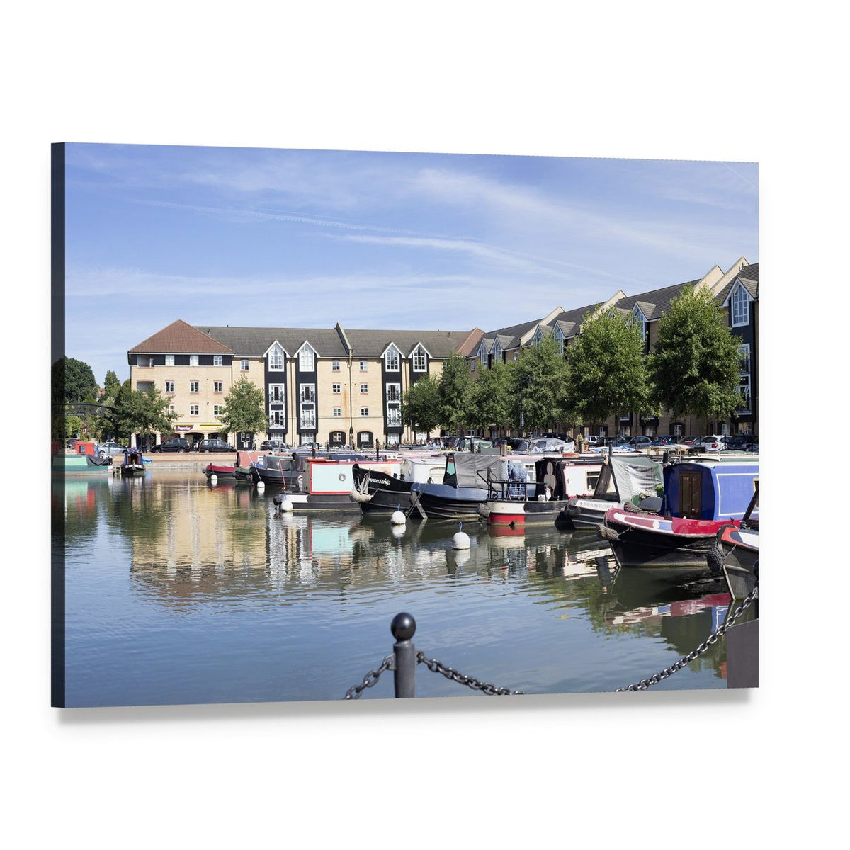 Apsley Marina View Canvas Wall Art, single panel gallery wrapped canvas, angled product view