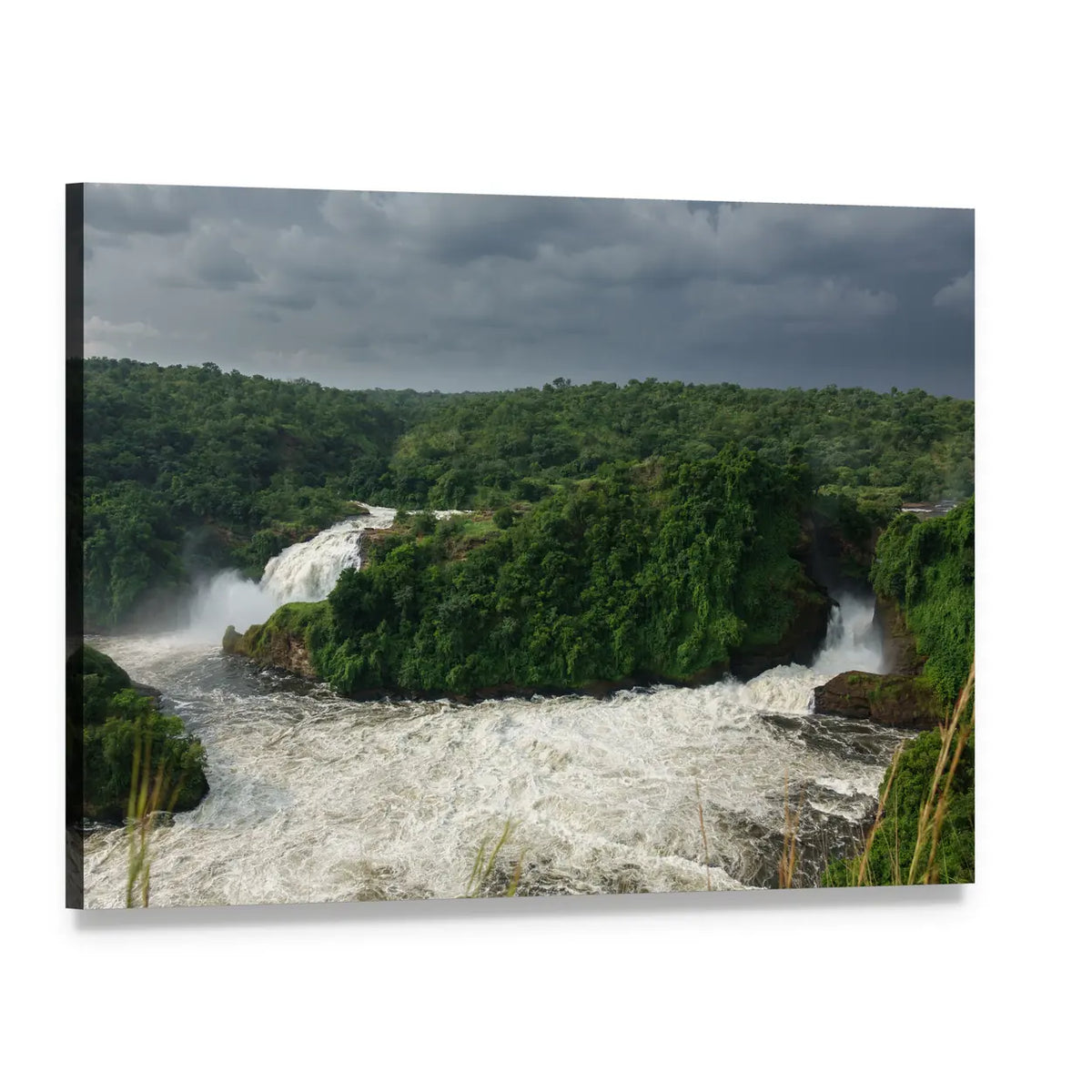 Murchison Falls on Nilo River Uganda Canvas Wall Art, single panel gallery wrapped canvas, angled product view