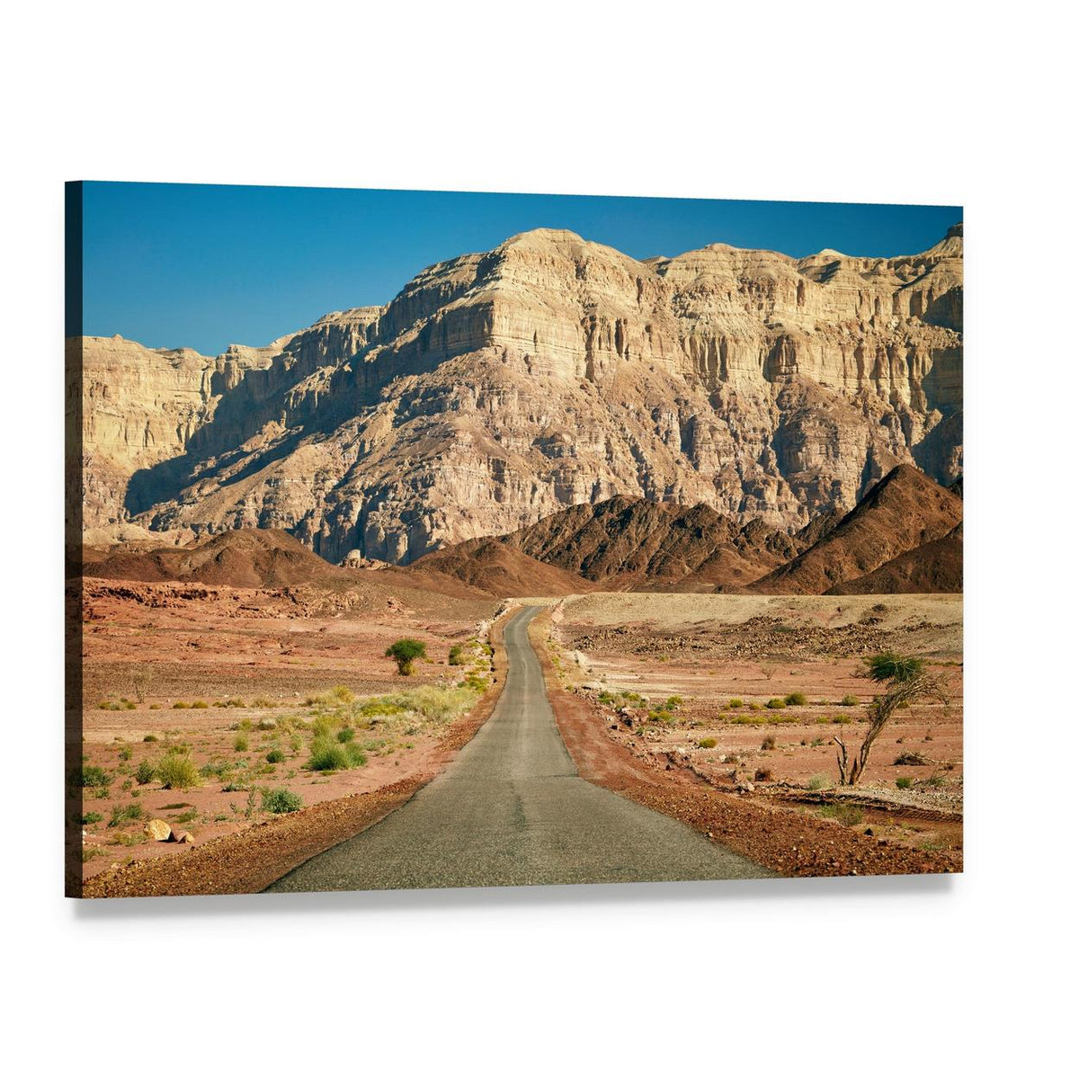 Timna Park Desert Road Landscape Canvas Wall Art, single panel gallery wrapped canvas, angled product view