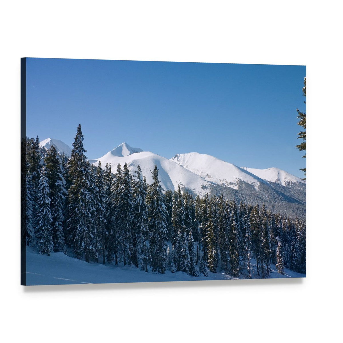 Bansko Ski Resort Winter Landscape Canvas Wall Art, single panel gallery wrapped canvas, angled product view
