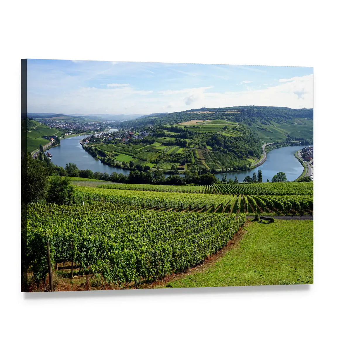 Mosell Valley Vineyard View Canvas Wall Art, single panel gallery wrapped canvas, angled product view
