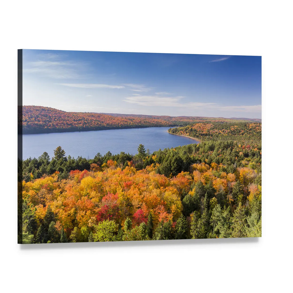 Algonquin Provincial Park Autumn Lake View Canvas Wall Art, single panel gallery wrapped canvas, angled product view