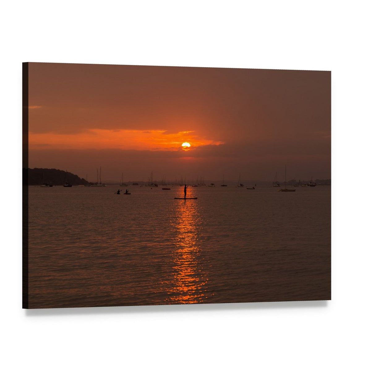 Sunset Over Poole Harbour Canvas Wall Art, single panel gallery wrapped canvas, angled product view