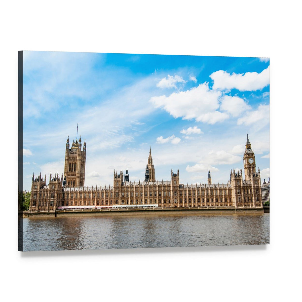 Big Ben at Westminster Palace, London Canvas Wall Art, single panel gallery wrapped canvas, angled product view