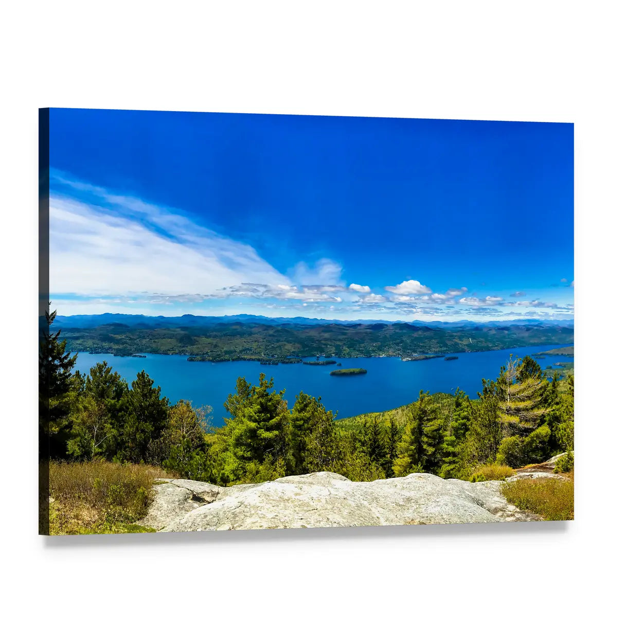 Buck Mountain Summit at Lake George Canvas Wall Art, single panel gallery wrapped canvas, angled product view