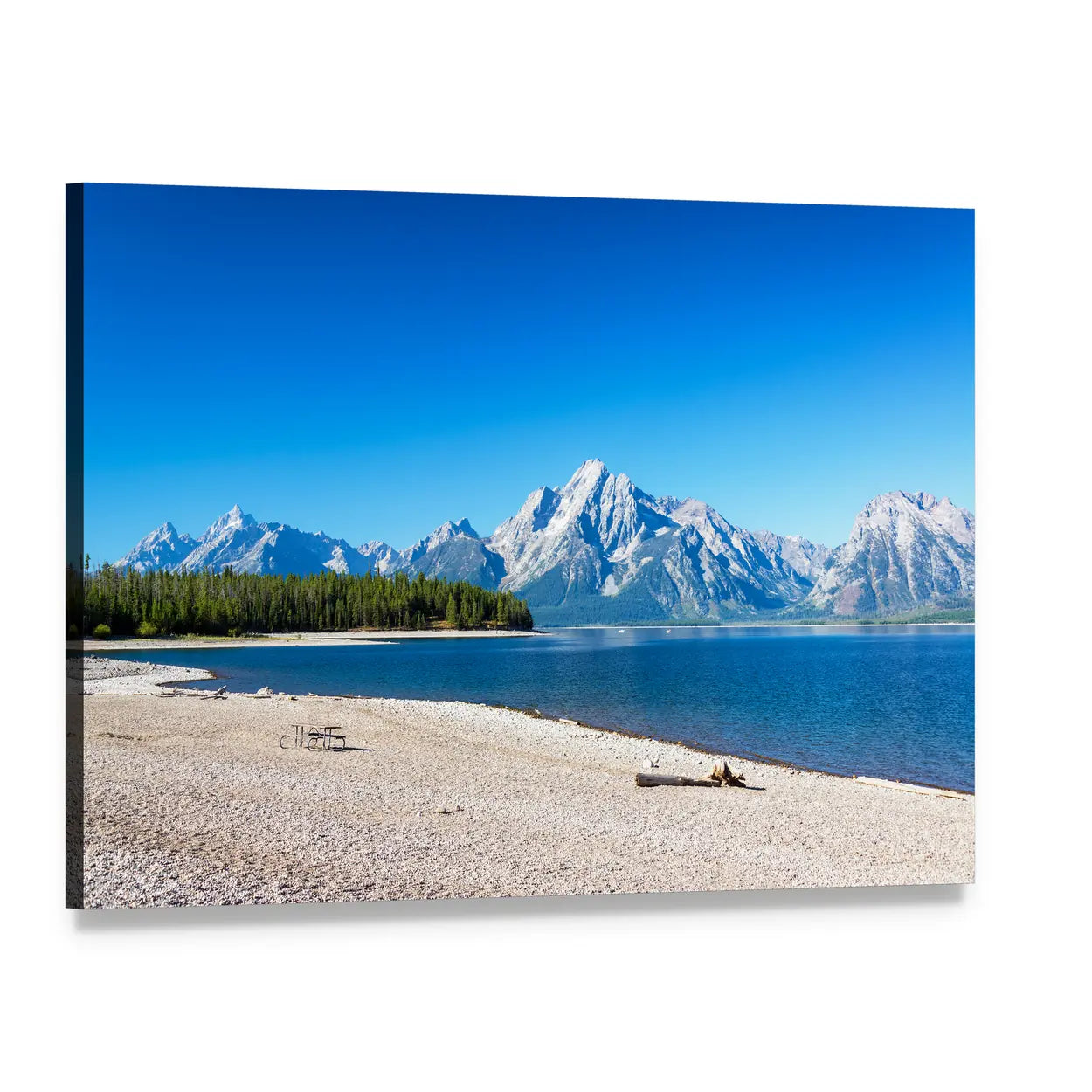 Jackson Lake at Grand Teton Canvas Wall Art, single panel gallery wrapped canvas, angled product view