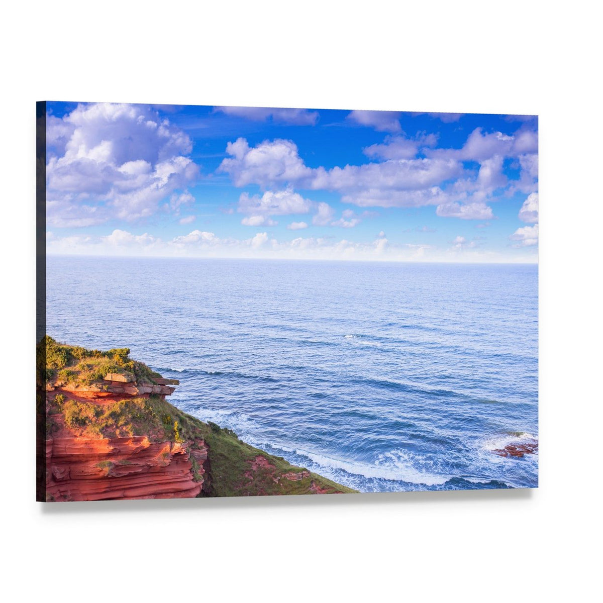 Red Layered Cliffs of Scotland Canvas Wall Art, single panel gallery wrapped canvas, angled product view