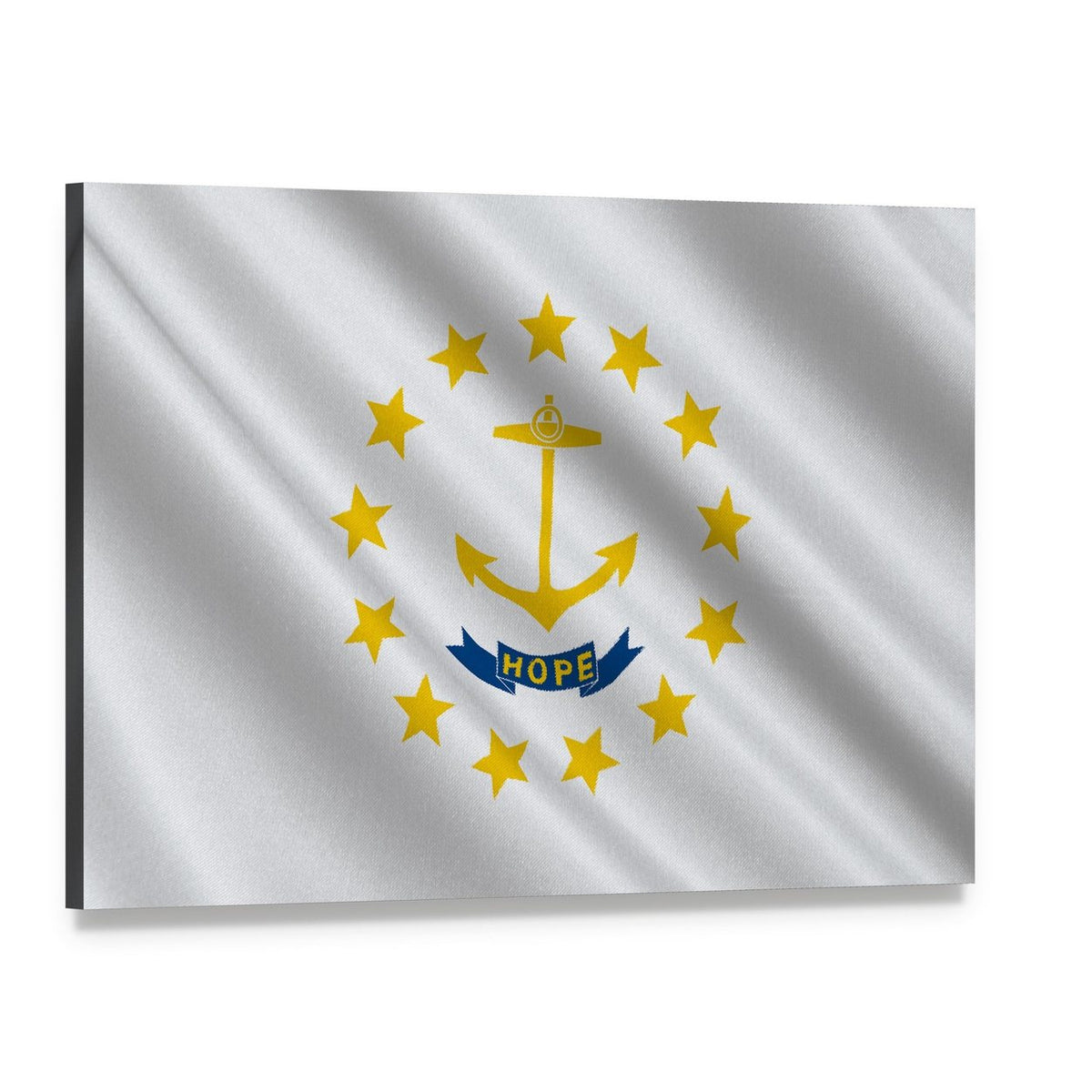 Rhode Island State Flag Canvas Wall Art, single panel gallery wrapped canvas, angled product view