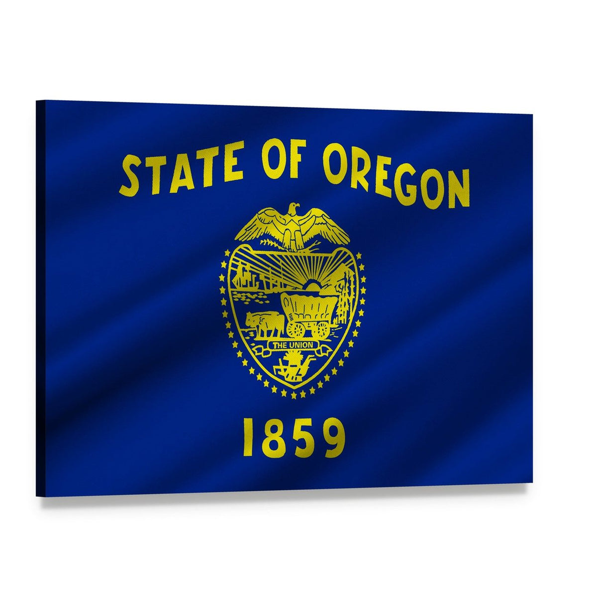 Oregon State Flag Canvas Wall Art, single panel gallery wrapped canvas, angled product view