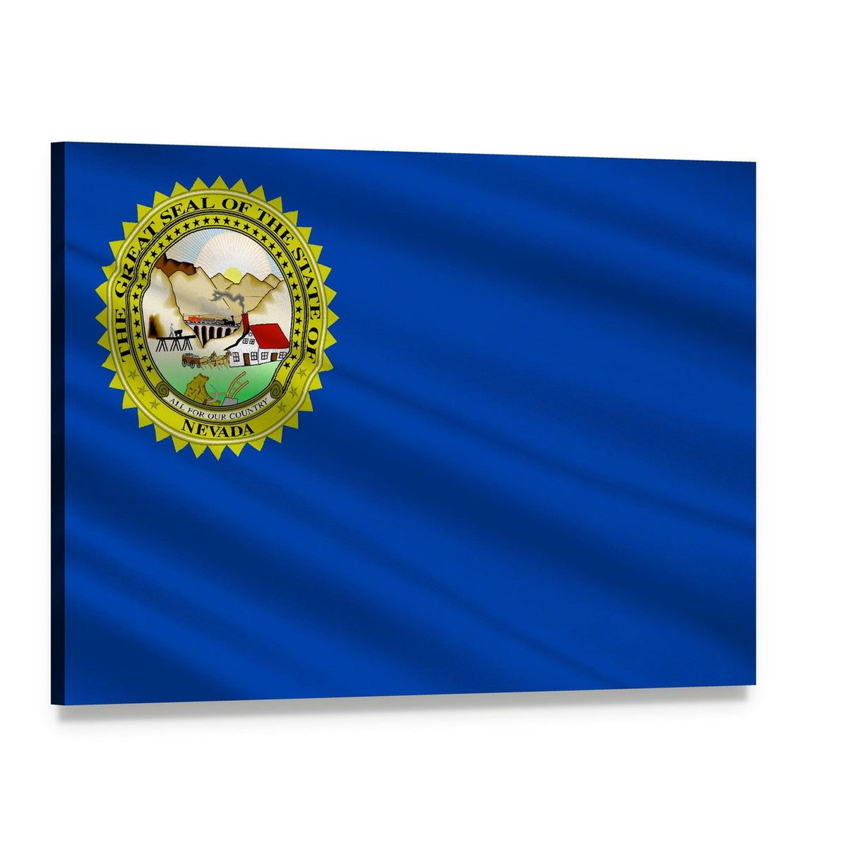 Waving Nevada State Flag Canvas Wall Art, single panel gallery wrapped canvas, angled product view