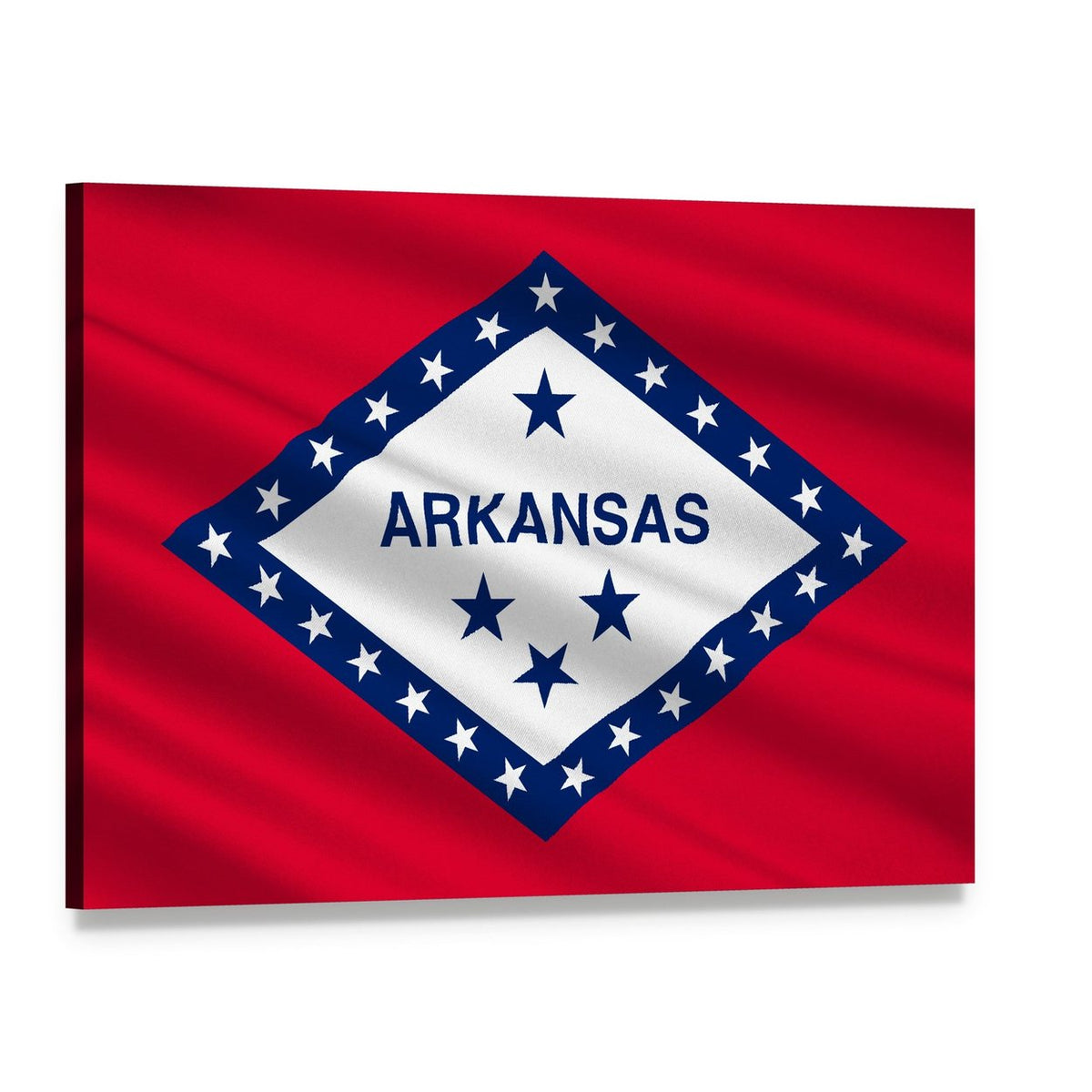 Arkansas Flag with Diamond and Stars Canvas Wall Art, single panel gallery wrapped canvas, angled product view