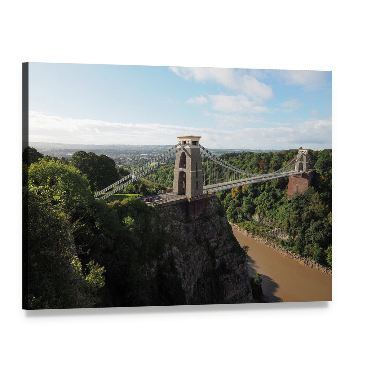 Clifton Suspension Bridge Over Avon Gorge Canvas Wall Art, single panel gallery wrapped canvas, angled product view
