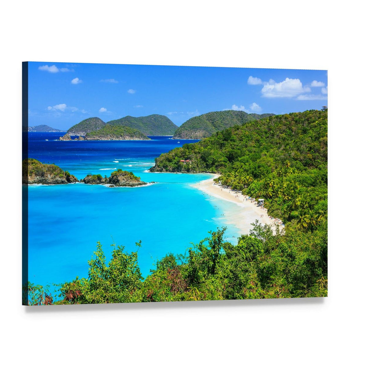 Trunk Bay, St John Beach Canvas Wall Art, single panel gallery wrapped canvas, angled product view