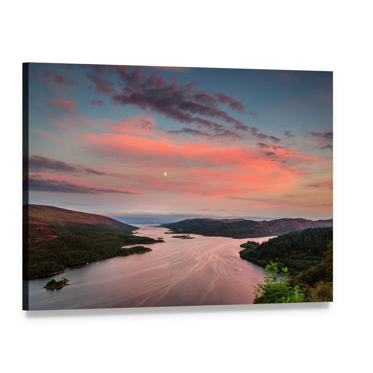 Kyles of Bute at Twilight Canvas Wall Art, single panel gallery wrapped canvas, angled product view