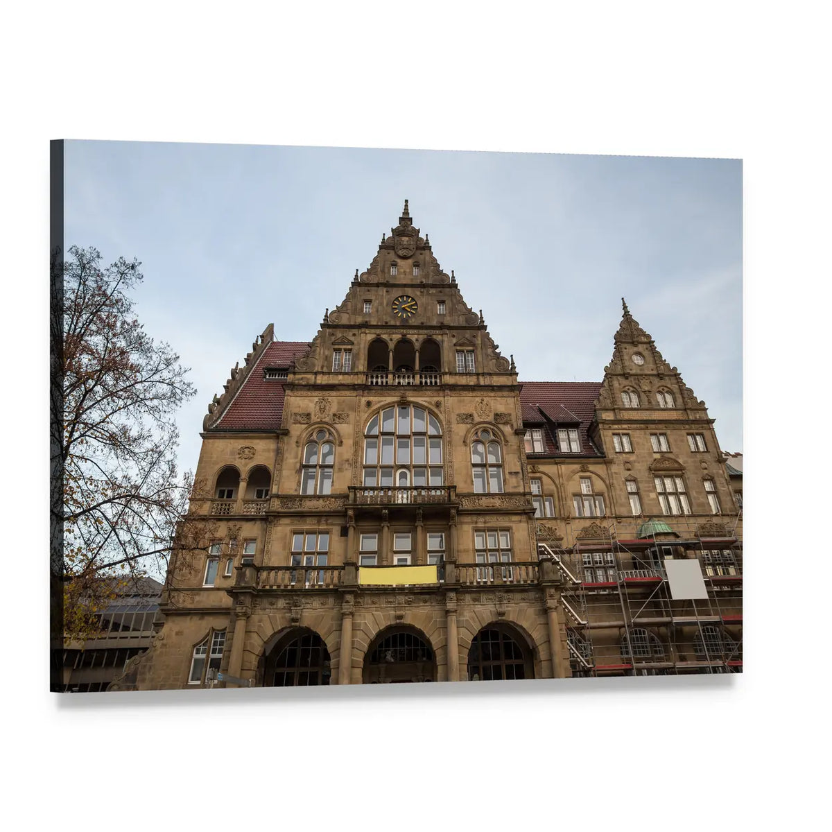Bielefeld Town Hall Facade Canvas Wall Art, single panel gallery wrapped canvas, angled product view