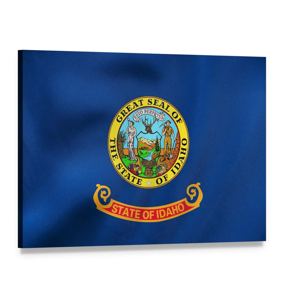 Idaho State Flag Canvas Wall Art, single panel gallery wrapped canvas, angled product view