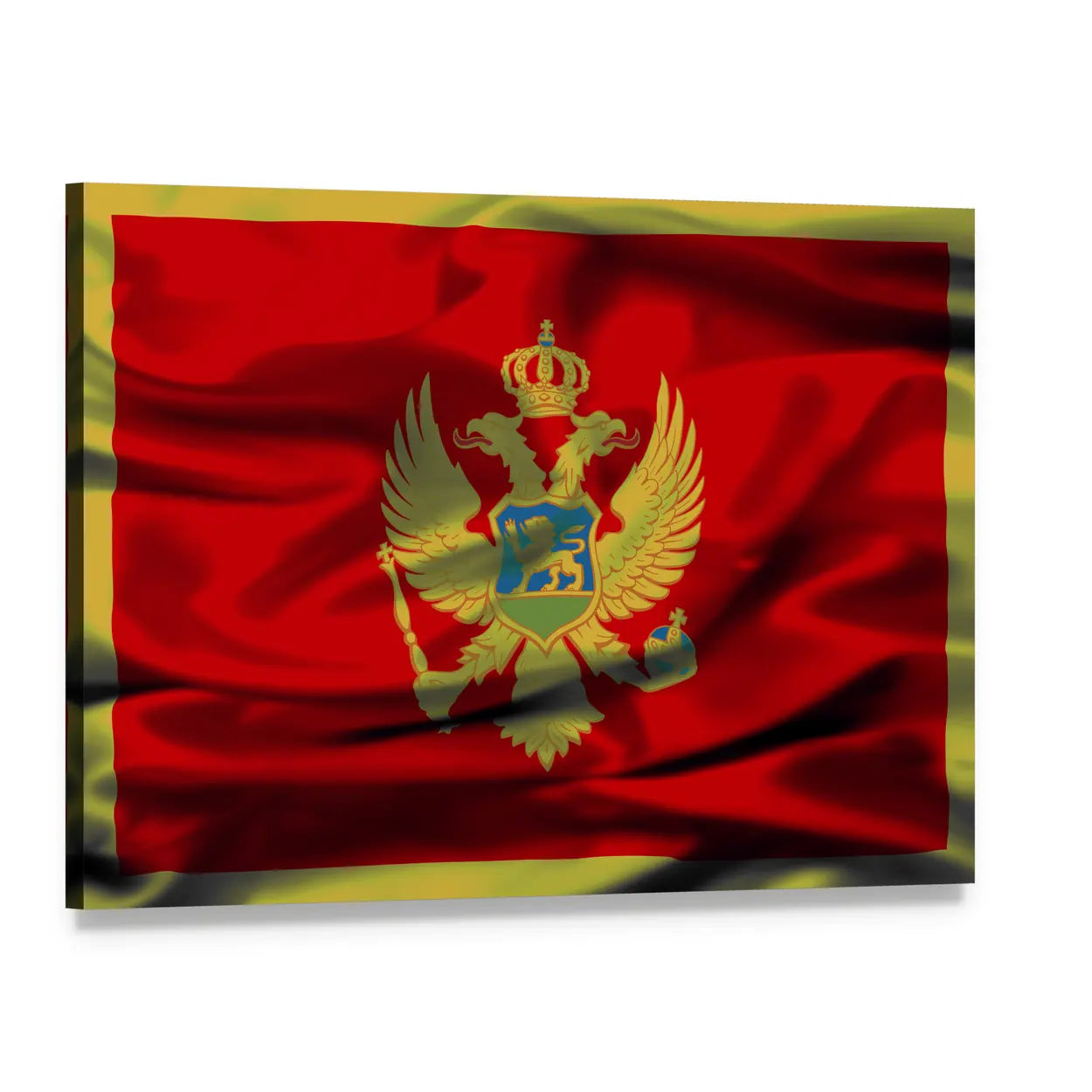 Montenegrin Flag with Double-headed Eagle Canvas Wall Art, single panel gallery wrapped canvas, angled product view