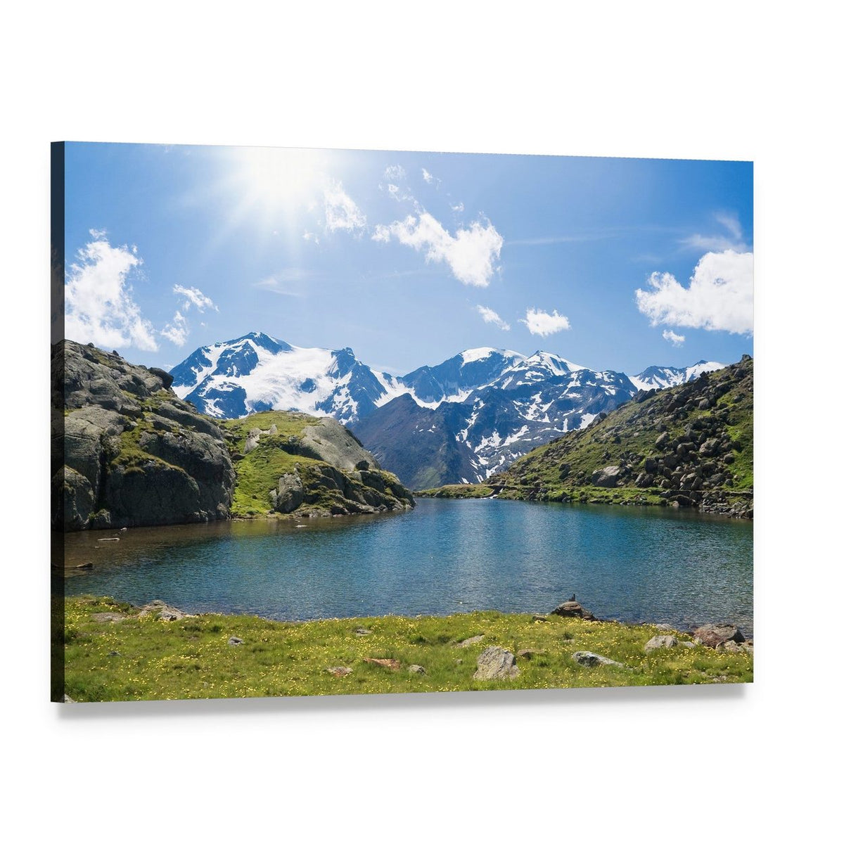 Black Lake Italy Canvas Wall Art, single panel gallery wrapped canvas, angled product view