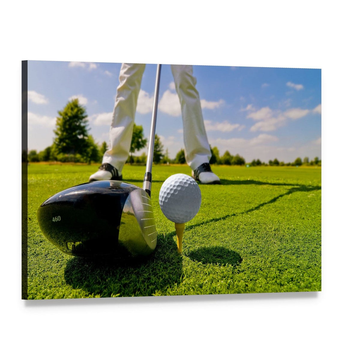 Golf Player Artwork Canvas Wall Art, single panel gallery wrapped canvas, angled product view