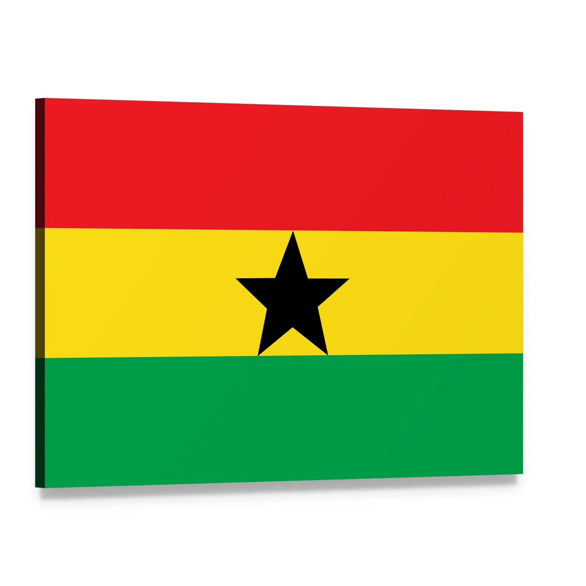 Flag of Ghana Canvas Wall Art, single panel gallery wrapped canvas, angled product view