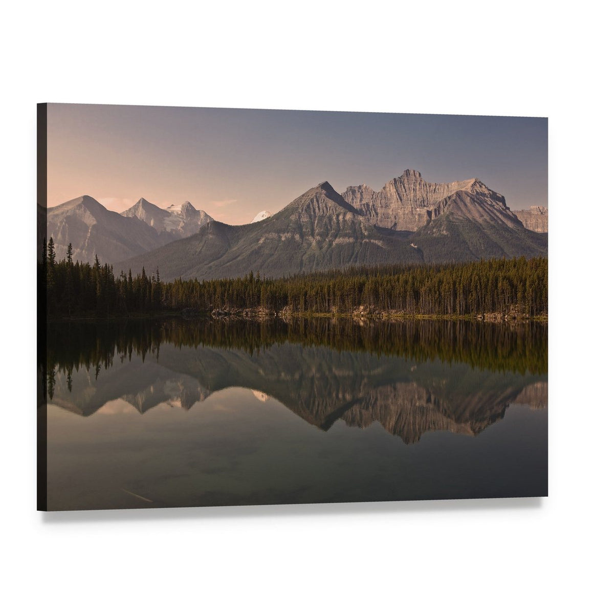 Serene Herbert Lake in Banff National Park Canvas Wall Art, single panel gallery wrapped canvas, angled product view