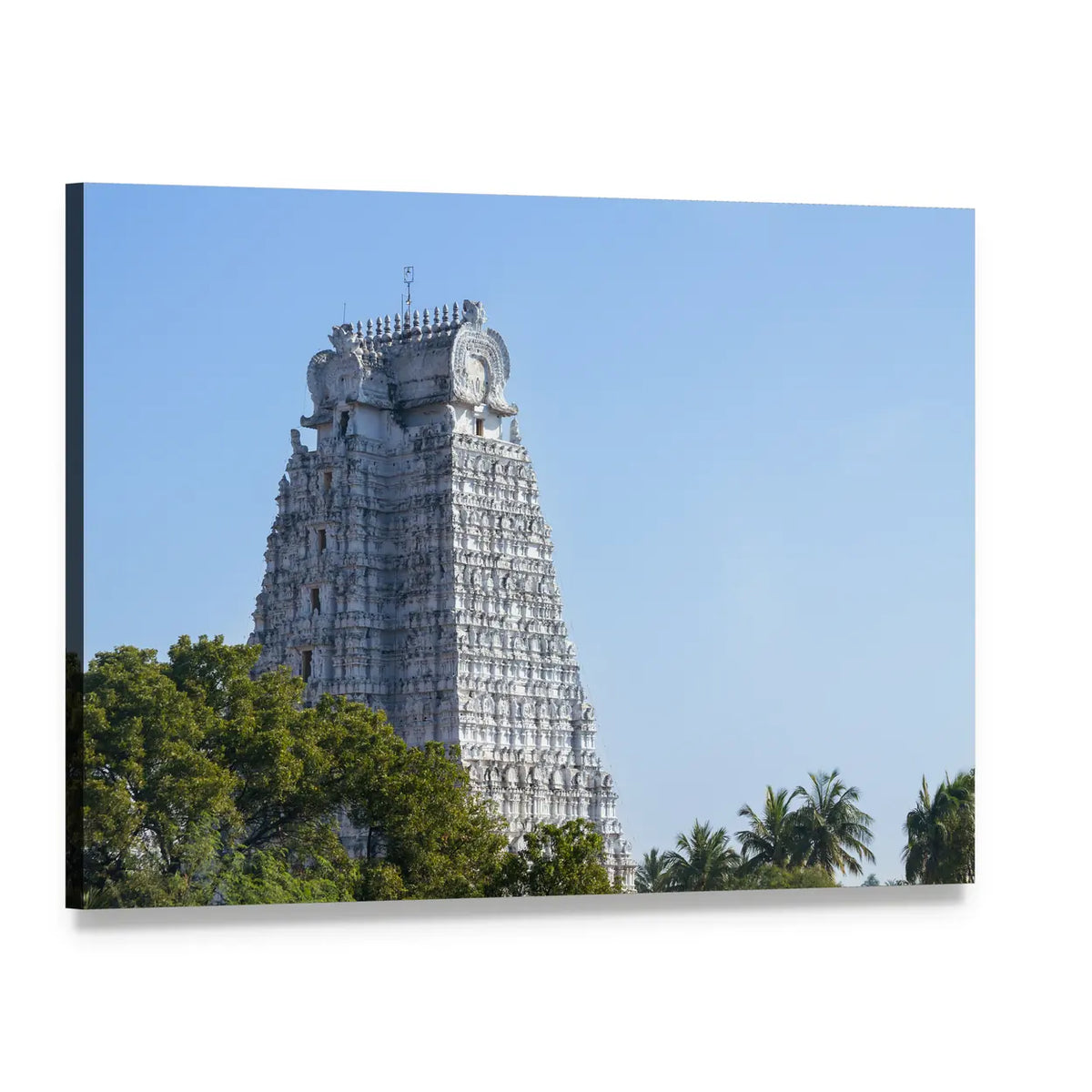 Sri Rangam Temple Gopuram Canvas Wall Art, single panel gallery wrapped canvas, angled product view