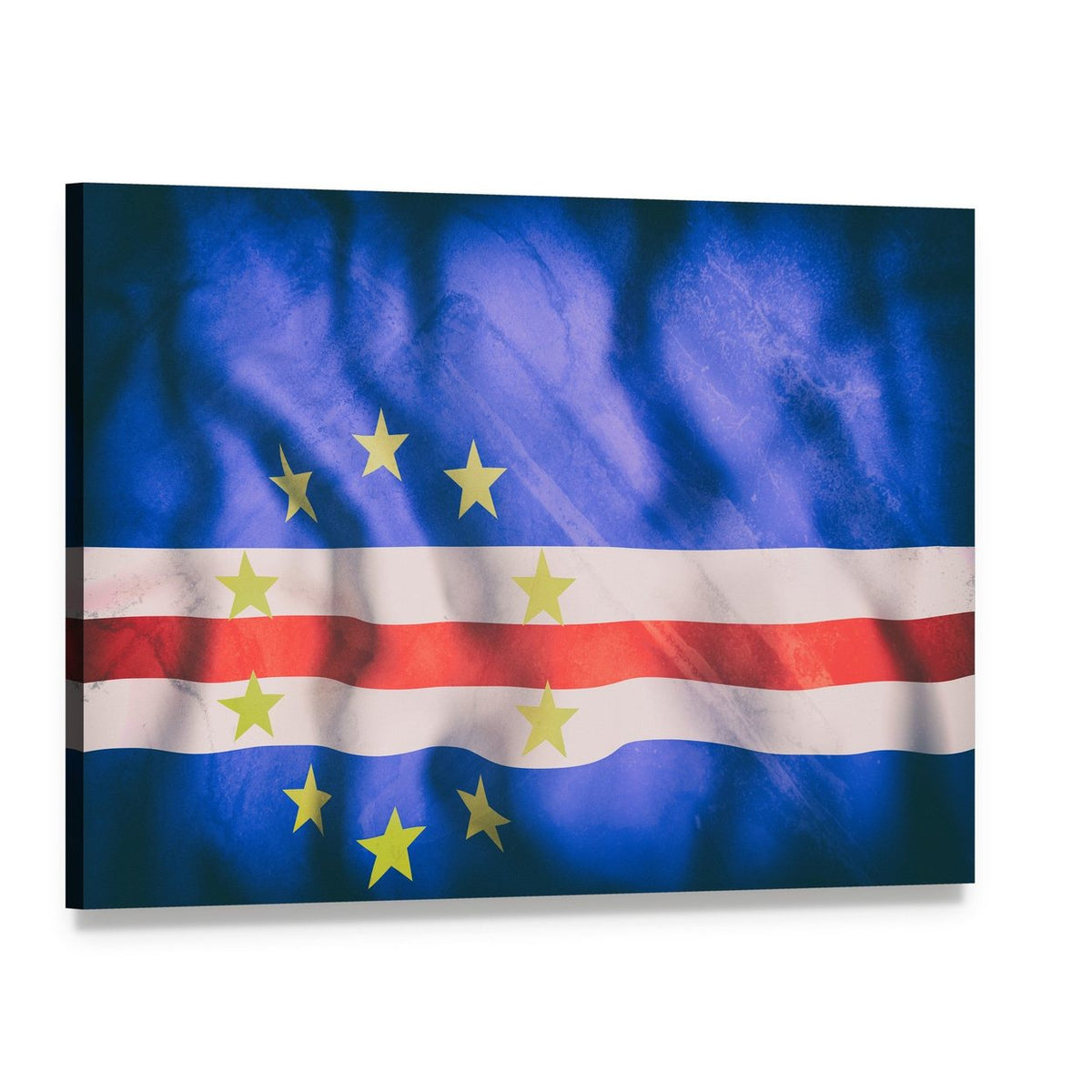 Waving Cape Verde Flag Canvas Wall Art, single panel gallery wrapped canvas, angled product view