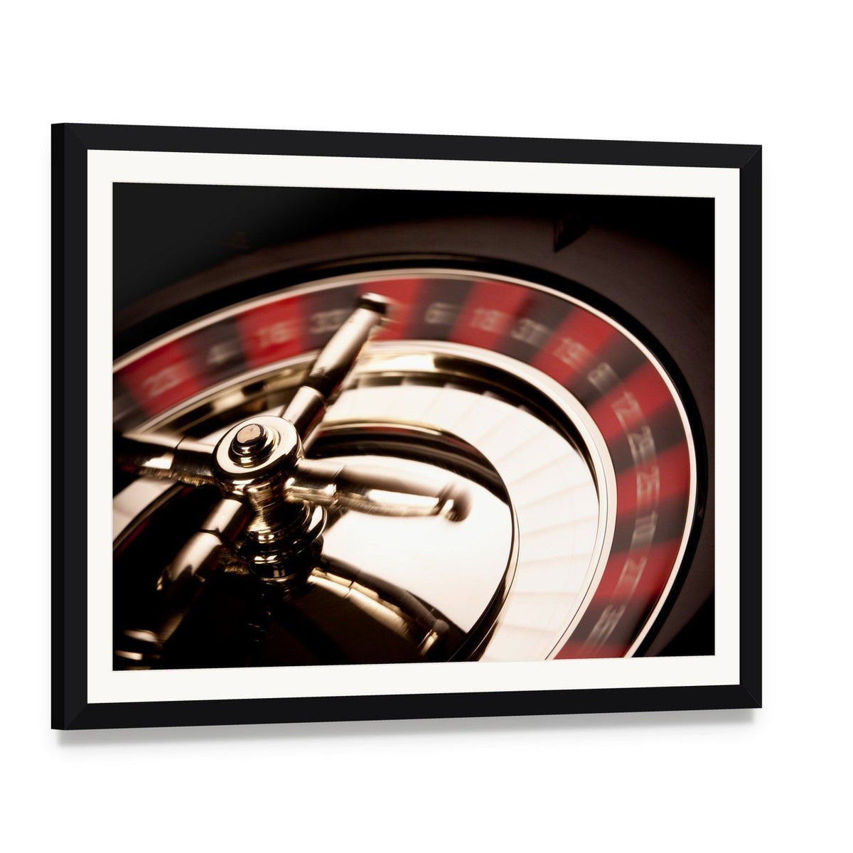 Casino Game Canvas Wall Art, framed print with white mat and black frame, angled product view