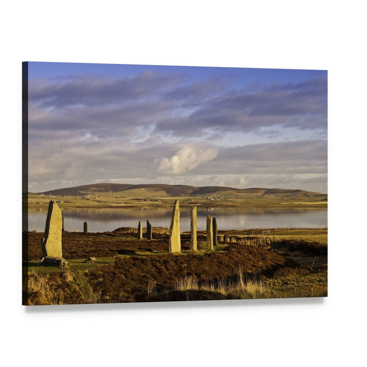 Ring of Brodgar, Orkney Canvas Wall Art, single panel gallery wrapped canvas, angled product view