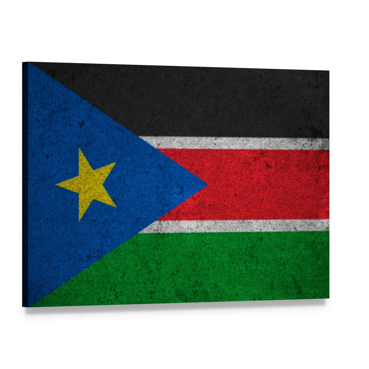 South Sudan Flag Canvas Wall Art, single panel gallery wrapped canvas, angled product view