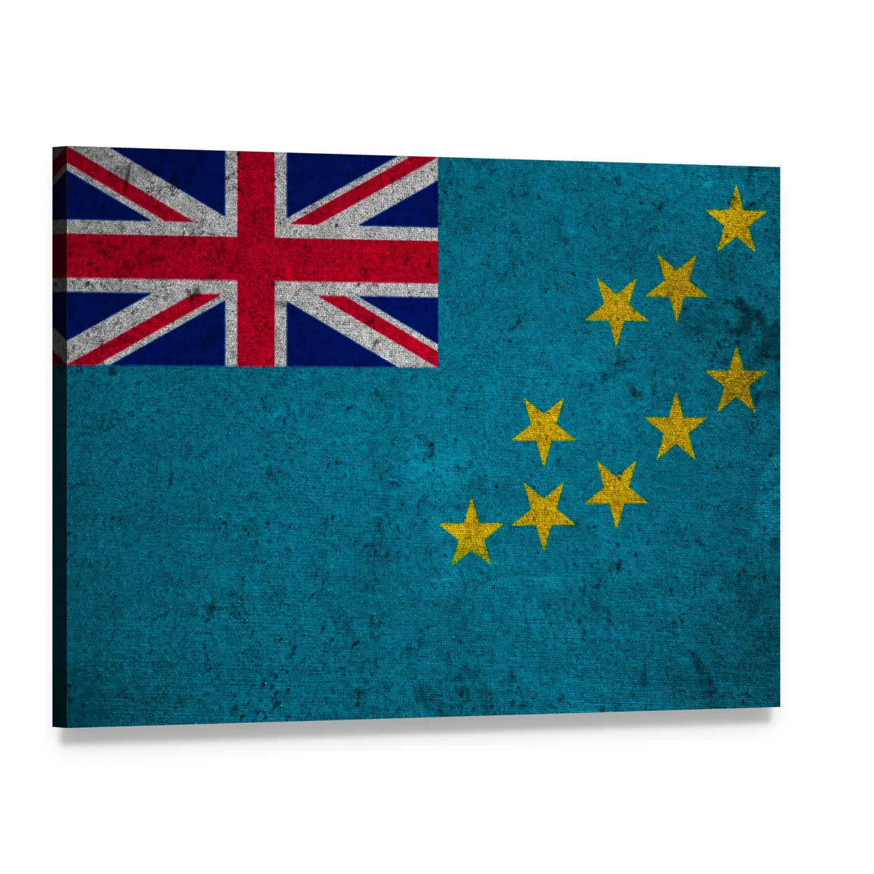 Tuvalu Flag with Vintage Texture Canvas Wall Art, single panel gallery wrapped canvas, angled product view