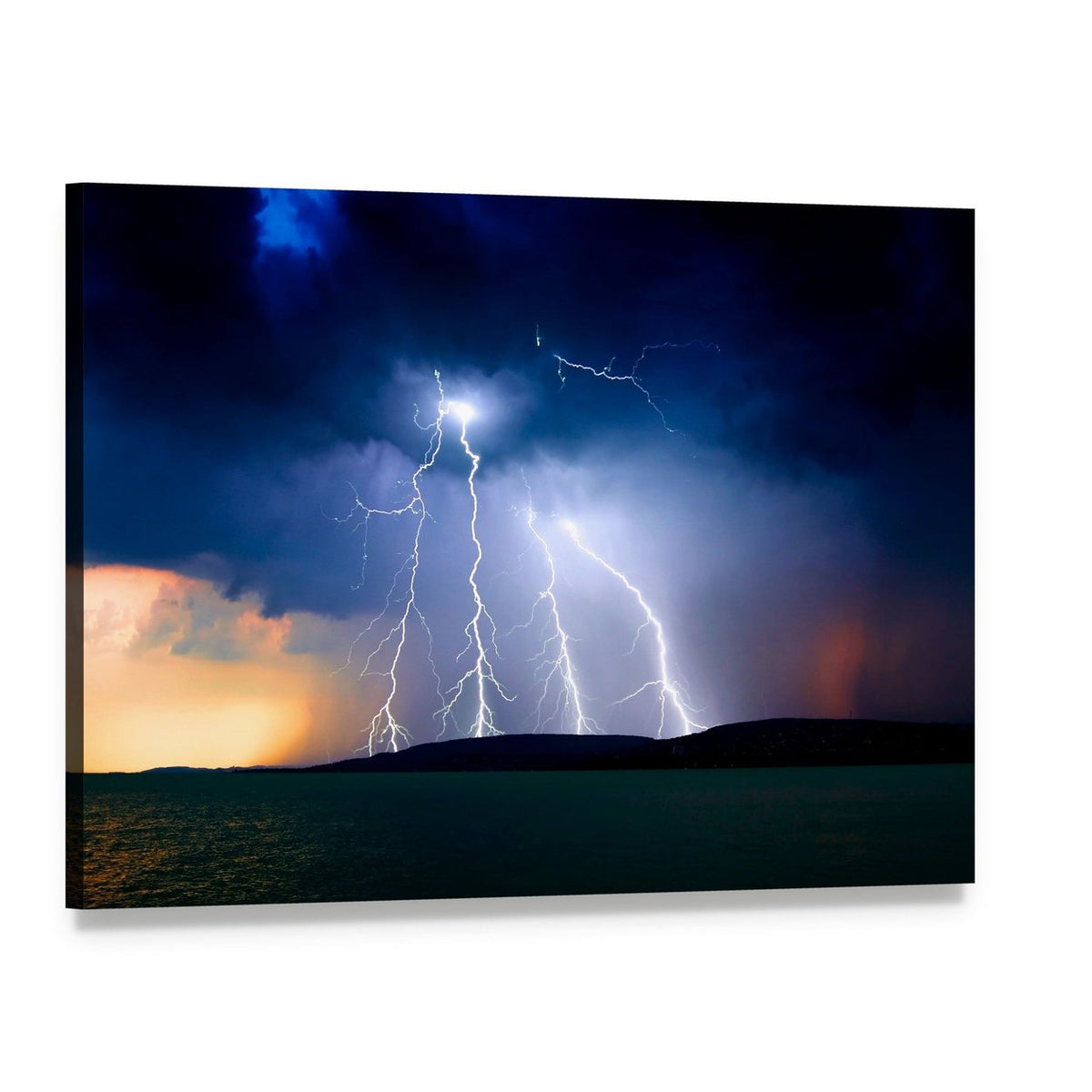 Dramatic Storm Over Lake Balaton Canvas Wall Art, single panel gallery wrapped canvas, angled product view