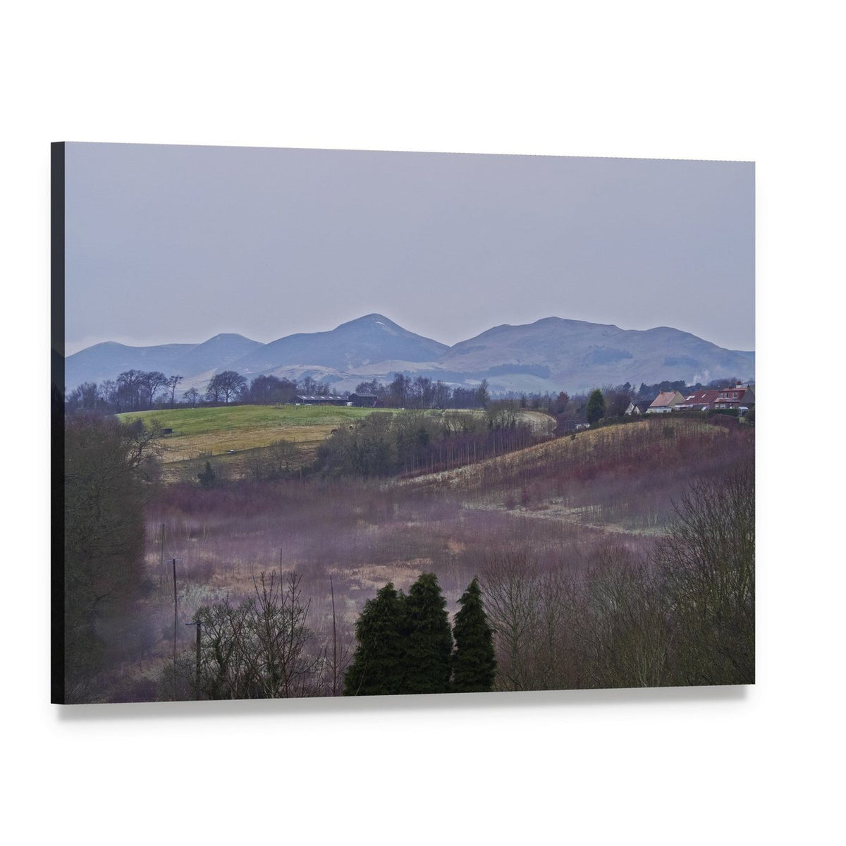 Roslin Countryside Landscape Canvas Wall Art, single panel gallery wrapped canvas, angled product view