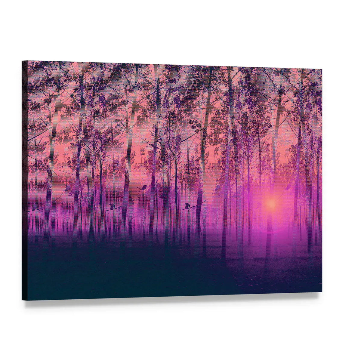 Foggy Poplar Trees Canvas Wall Art, single panel gallery wrapped canvas, angled product view