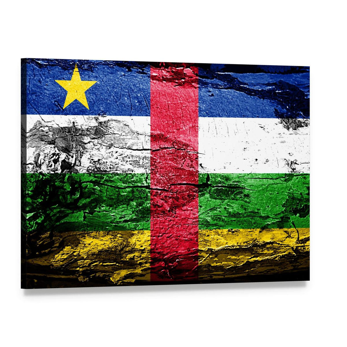 Central African Republic Flag Canvas Wall Art, single panel gallery wrapped canvas, angled product view