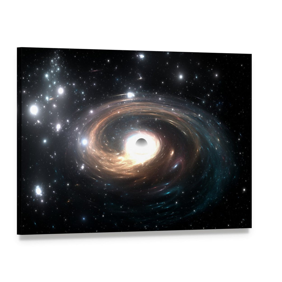 Black Hole in Deep Space Canvas Wall Art, single panel gallery wrapped canvas, angled product view