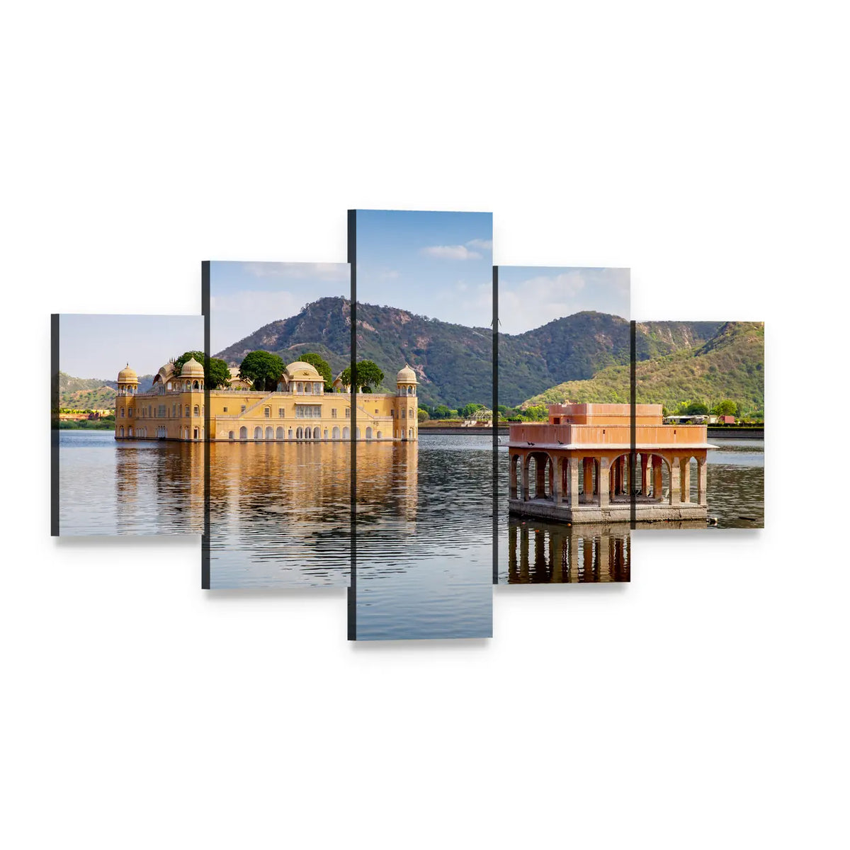 Jal Mahal on Man Sagar Lake Canvas Wall Art, 5 panel 5 Star layout gallery wrapped canvas set, angled product view