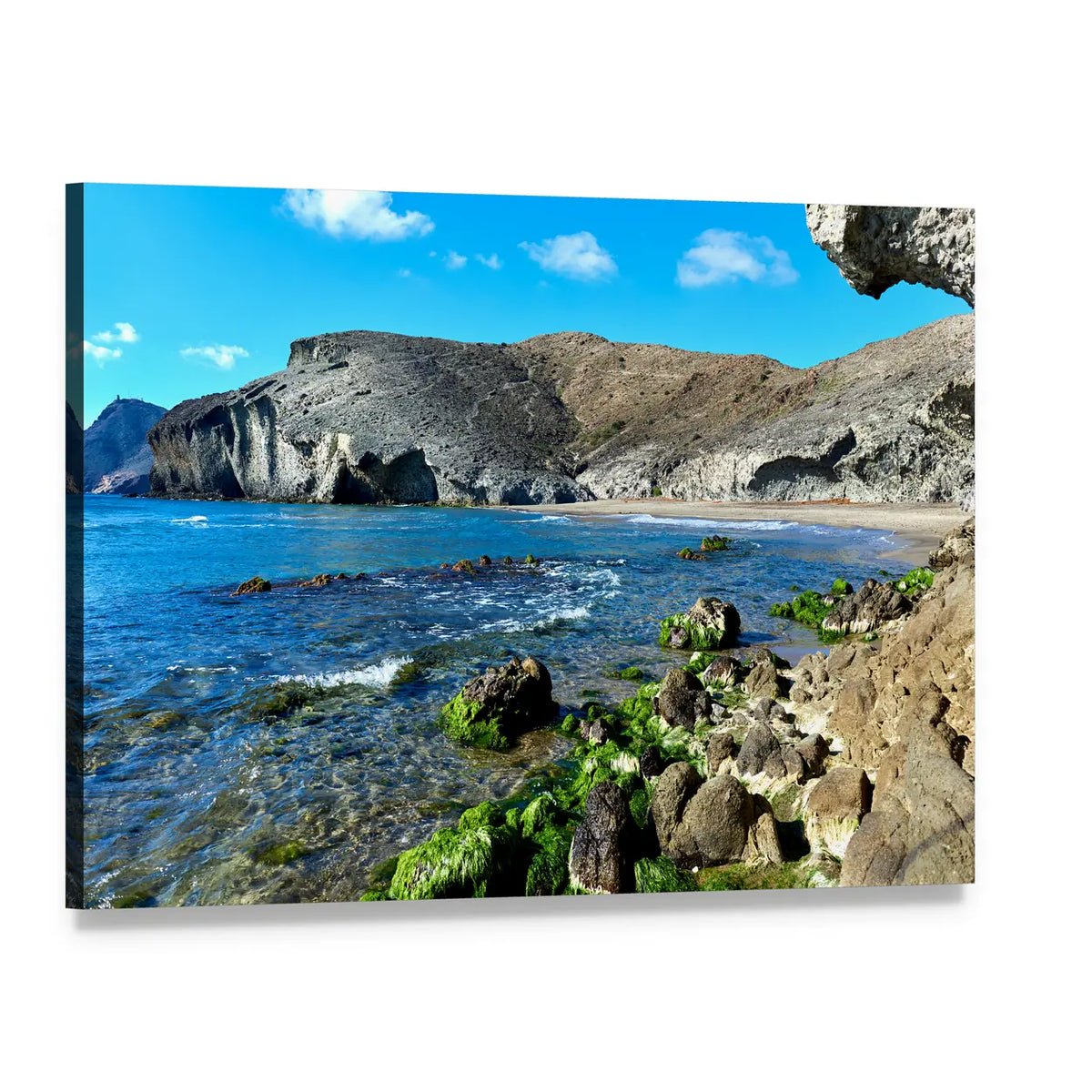 Volcanic Rock Formations in Spain Canvas Wall Art, single panel gallery wrapped canvas, angled product view