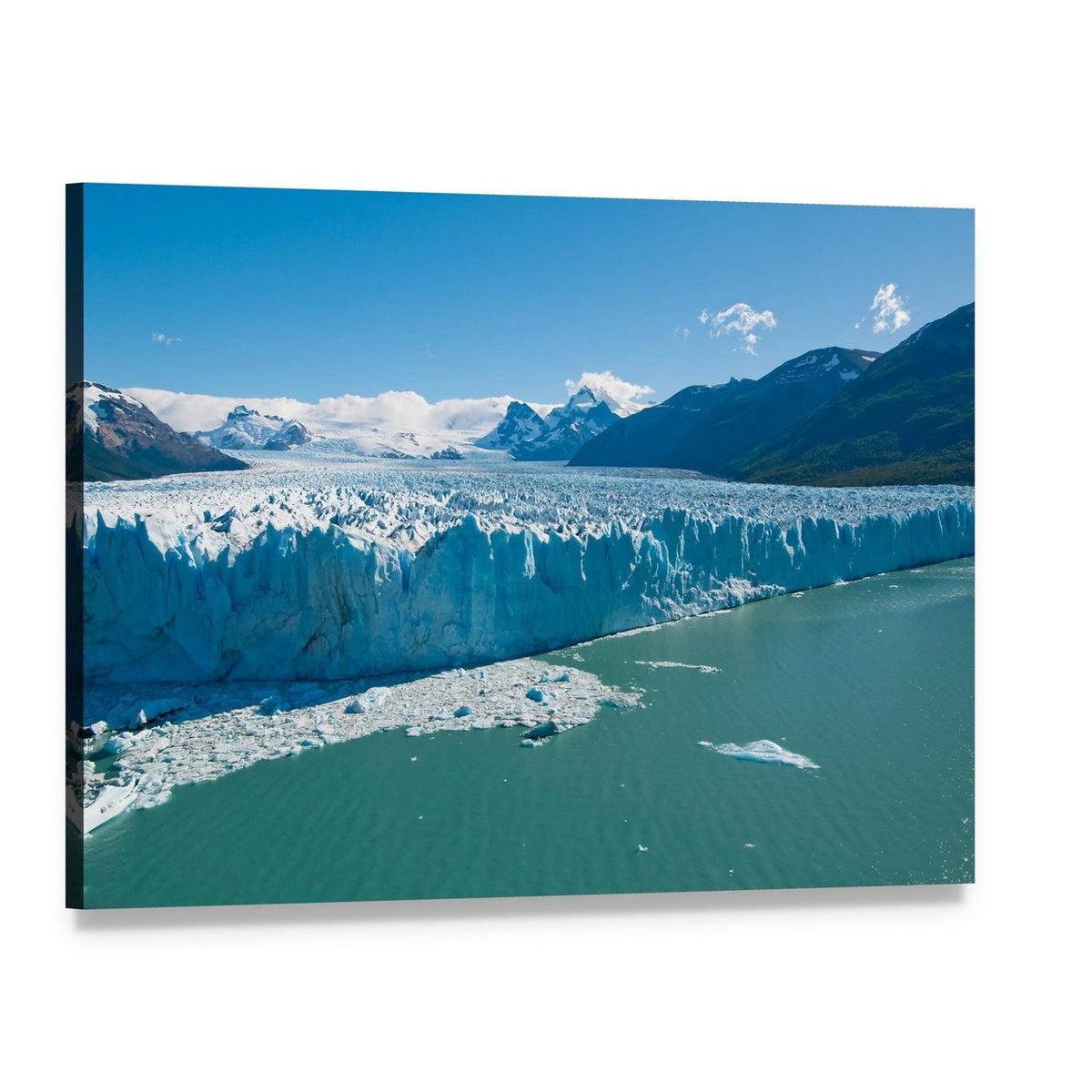 Perito Moreno Glacier in Patagonia Canvas Wall Art, single panel gallery wrapped canvas, angled product view