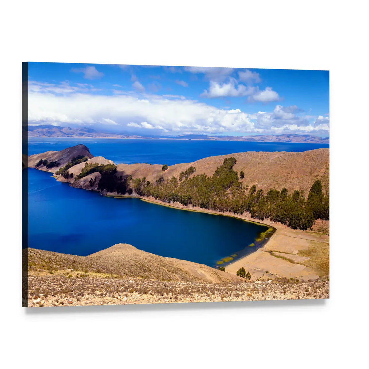 Lake Titicaca, Bolivia Blue Waters Canvas Wall Art, single panel gallery wrapped canvas, angled product view