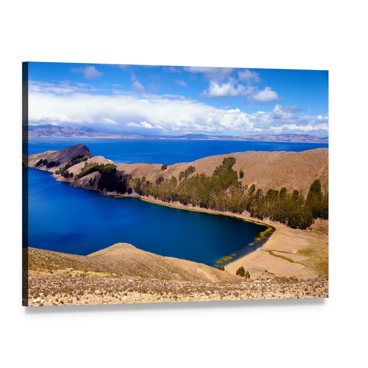 Lake Titicaca, Bolivia Blue Waters Canvas Wall Art, single panel gallery wrapped canvas, angled product view