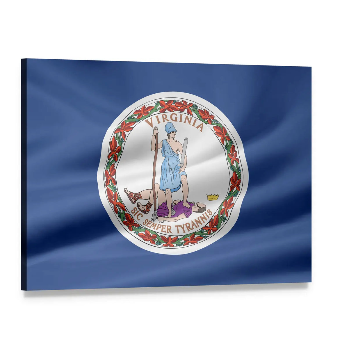 Virginia State Flag Canvas Wall Art, single panel gallery wrapped canvas, angled product view