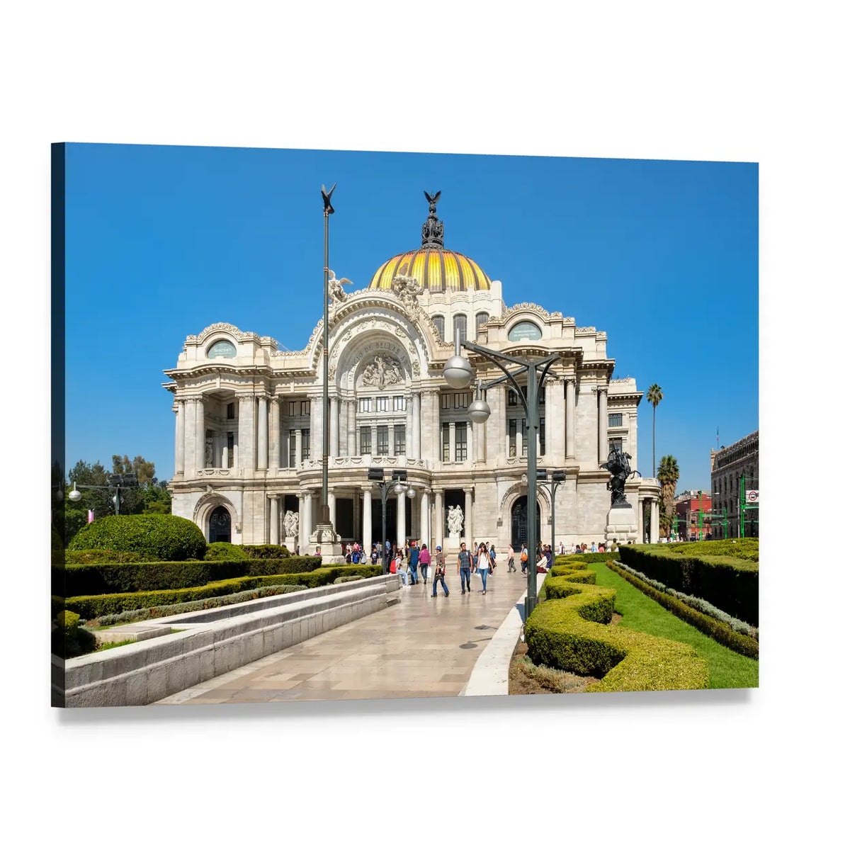 Palacio De Bellas Artes with Golden Dome Canvas Wall Art, single panel gallery wrapped canvas, angled product view