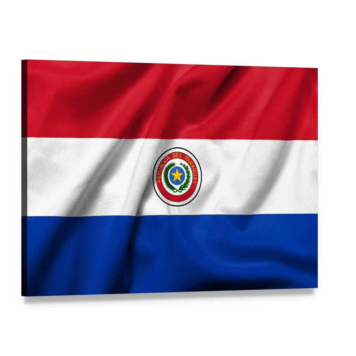 Flag of Paraguay Canvas Wall Art, single panel gallery wrapped canvas, angled product view