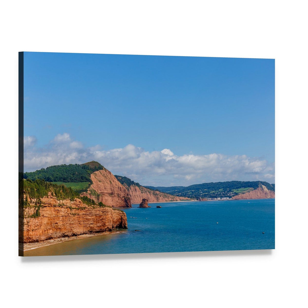 Red Sandstone Cliffs at Jurassic Coast Canvas Wall Art, single panel gallery wrapped canvas, angled product view
